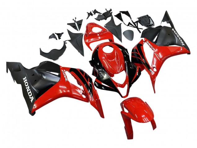2009-2012 Honda CBR600RR Motorcycle Fairings - Red Glossy Black Matte Black Stripe UK