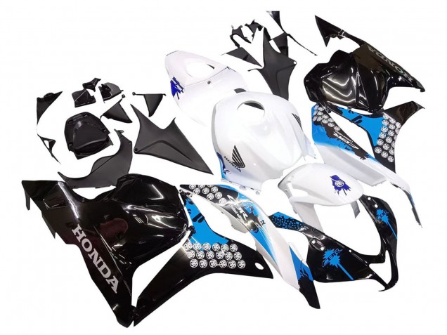 2009-2012 Honda CBR600RR Motorcycle Fairings Kit - White Blue Glossy Black UK