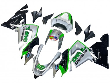 Best 2004-2005 Kawasaki ZX10R Motorcycle Fairings - Green Silver Black 69 UK