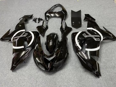 Best 2006-2007 Kawasaki ZX10R Motorcycle Fairings - Glossy Black White Circle UK
