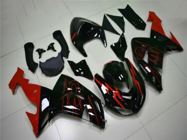 Best 2006-2007 Kawasaki ZX10R Motorcycle Fairings - Glossy Black Red UK