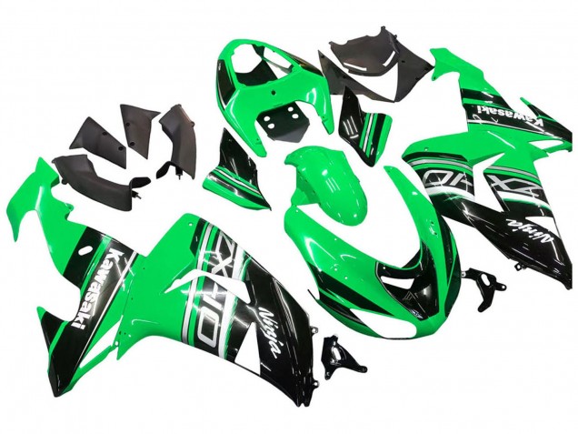2006-2007 Kawasaki ZX10R Motorcycle Fairing Kits - Green White Black UK