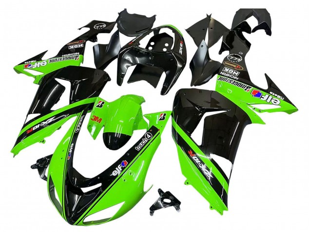 2006-2007 Kawasaki ZX10R Motorcycle Fairings - Green Black Elf Touch4 3M UK