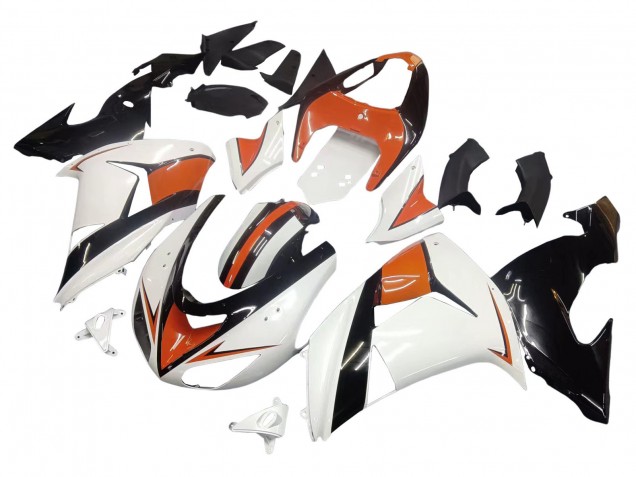 2006-2007 Kawasaki ZX10R Motorcycle Fairings - White Orange Black UK