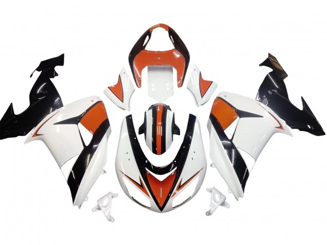 2006-2007 Kawasaki ZX10R Motorcycle Fairings - White Orange Black UK