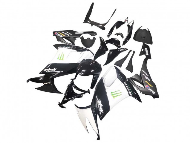 2008-2010 Kawasaki ZX10R Motorcycle Fairings - Glossy Black White Green Monster Elf UK