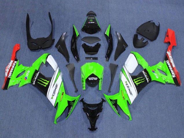 2008-2010 Kawasaki ZX10R Motorcycle Fairings - Green White Red Black Monster UK