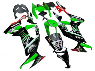 Best 2008-2010 Kawasaki ZX10R Motorcycle Fairings - Green White Red Black Monster Elf 66 UK