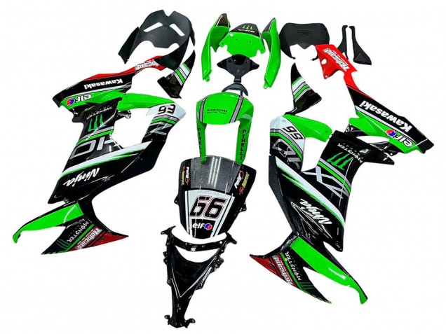 2008-2010 Kawasaki ZX10R Motorcycle Fairings - Green White Red Black Monster Elf 66 UK