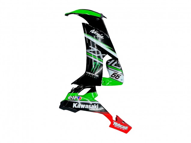 2008-2010 Kawasaki ZX10R Motorcycle Fairings - Green White Red Black Monster Elf 66 UK