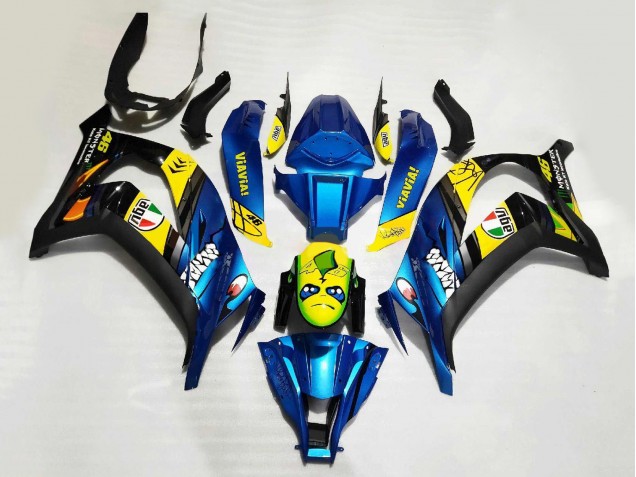 2008-2010 Kawasaki ZX10R Motorcycle Fairings - Blue Yellow Black Shark UK