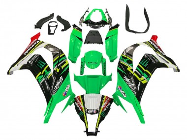 Best 2011-2015 Kawasaki ZX10R Motorcycle Fairings - Green Yellow Black White Elf Monster UK