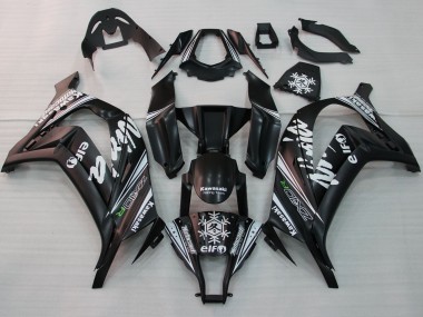 Best 2011-2015 Kawasaki ZX10R Motorcycle Fairings - Glossy Black White Elf Snow Decal UK
