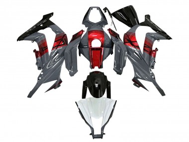 Best 2011-2015 Kawasaki ZX10R Motorcycle Fairings - Grey RED Glossy Black UK