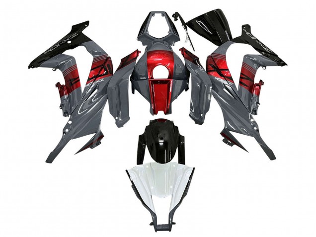 2011-2015 Kawasaki ZX10R Motorcycle Fairings - Grey RED Glossy Black UK