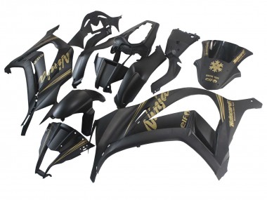 Best 2011-2015 Kawasaki ZX10R Motorcycle Fairings - Matte Black Gold Snow Elf UK