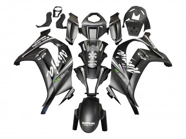 Best 2011-2015 Kawasaki ZX10R Motorcycle Fairings - Matte Black Green Elf UK