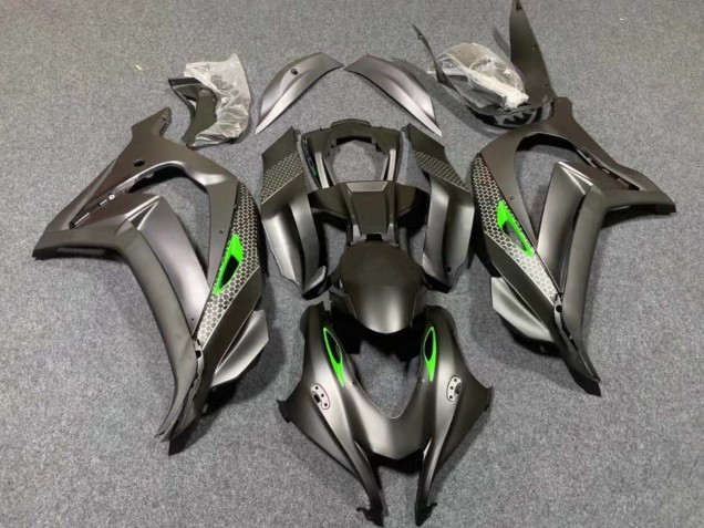 2016-2020 Kawasaki ZX10R Motorcycle Fairings - Matte Black Green Honeycomb UK