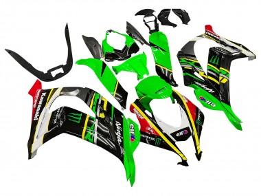 Best 2016-2020 Kawasaki ZX10R Motorcycle Fairings - Green Yellow Red Black Elf Monster UK