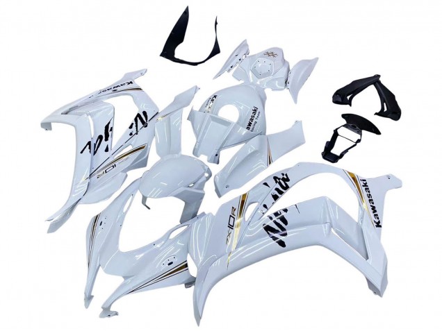 2016-2020 Kawasaki ZX10R Motorcycle Fairings - White Gold Black UK