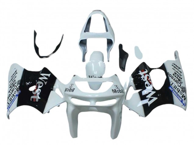1998-1999 Kawasaki ZX6R Motorcycle Fairings - White Black West Mobil UK