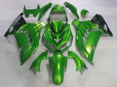 Best 2006-2011 Kawasaki ZX14R ZZR1400 Bike Fairings - Green Glossy Black UK