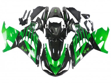 Best 2012-2024 Kawasaki ZX14R ZZR1400 Motorcycle Fairing Kits - Green Glossy Black UK