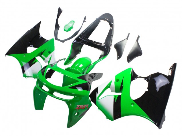 1998-1999 Kawasaki ZX6R Motorcycle Fairings - Green White Glossy Black UK