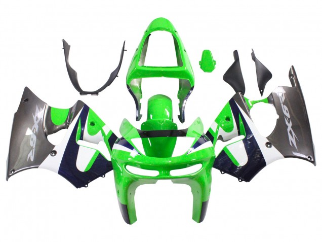 1998-1999 Kawasaki ZX6R Motorcycle Fairings - Green White Dark Blue Silver UK