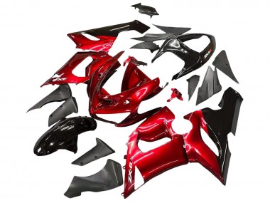 Best 2005-2006 Kawasaki ZX6R Motorcycle Fairings - Red Black UK