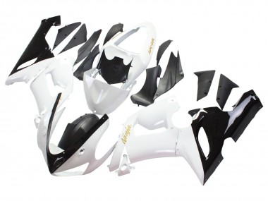 Best 2005-2006 Kawasaki ZX6R Motorcycle Fairings - White Black Gold Ninja UK