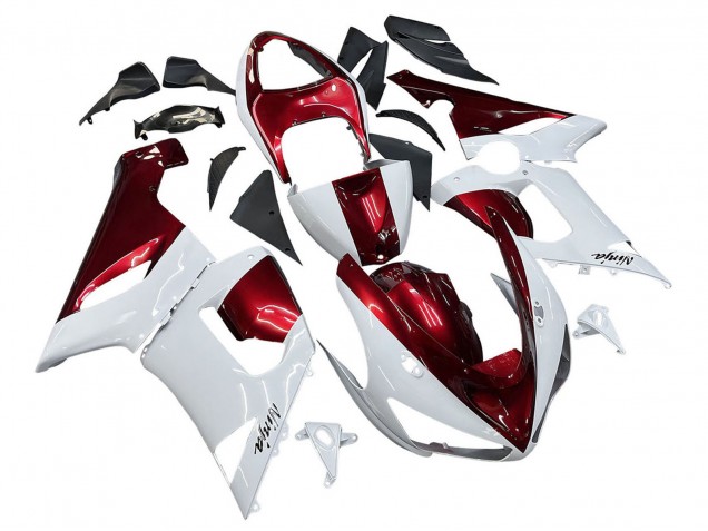 2005-2006 Kawasaki ZX6R Motorcycle Fairings - White Red UK