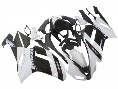 Best 2007-2008 Kawasaki ZX6R Motorcycle Fairing - White Black UK