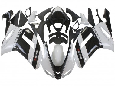 Best 2007-2008 Kawasaki ZX6R Motorcycle Fairing - White Black UK
