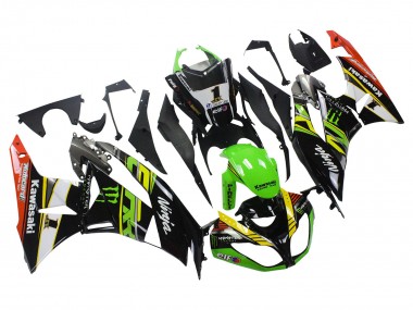 Best 2009-2012 Kawasaki ZX6R Motorcycle Fairings - Green Glossy Black Yellow White Red Elf Monster UK