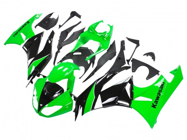 2009-2012 Kawasaki ZX6R Motorcycle Fairings - Green Glossy Black UK