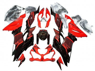 Best 2019-2022 Kawasaki ZX6R Motorcycle Fairings - Red Glossy Black Honeycomb UK