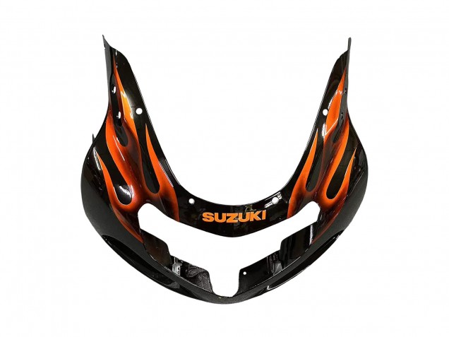 2000-2002 Suzuki GSXR1000 Motorcycle Fairings - Glossy Black Orange Flame UK