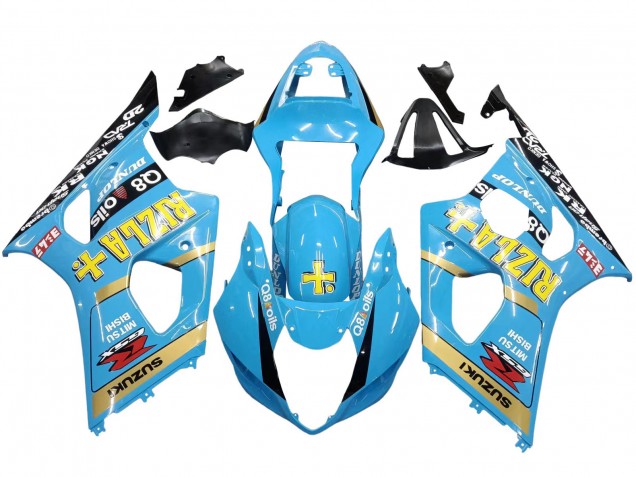 2003-2004 Suzuki GSXR 1000 Motorcycle Fairings - Light Blue Yellow Black Rizla Motul UK