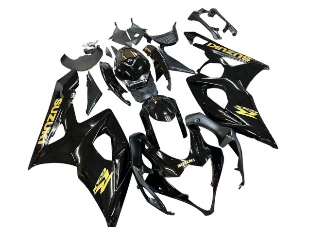 2005-2006 Suzuki GSXR 1000 Motorcycle Fairings - Glossy Black Gold Decal UK