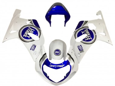 Best 2001-2003 Suzuki GSXR 600 / GSXR 750 Motorcycle Fairings - White Blue Lucky Strike UK