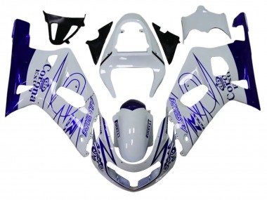 Best 2001-2003 Suzuki GSXR 600 / GSXR 750 Motorcycle Fairings - White Blue Corona Alstare UK