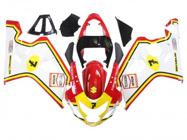 Best 2004-2005 Suzuki GSXR 600 / GSXR 750 Motorcycle Fairings - White Red Yellow Michelin Texaon Heron 7 UK