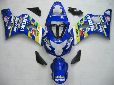 Best 2004-2005 Suzuki GSXR 600 / GSXR 750 Motorcycle Fairings - Blue White Yellow Green Telefumica Motul MoviStar UK