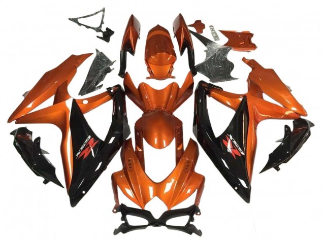 2008-2010 Suzuki GSXR 600 / GSXR 750 Motorcycle Fairing - Orange Glossy Black UK