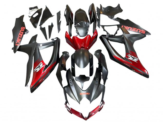 2008-2010 Suzuki GSXR 600 / GSXR 750 Motorcycle Fairings - Matte Black Red UK