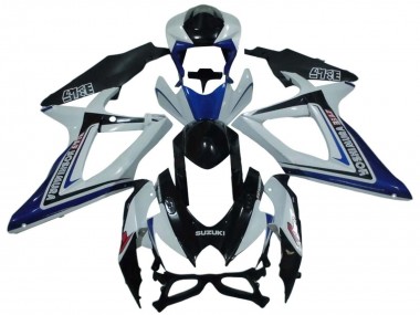 Best 2008-2010 Suzuki GSXR 600 / GSXR 750 Motorcycle Fairings - White Blue Glossy Black Alstare UK