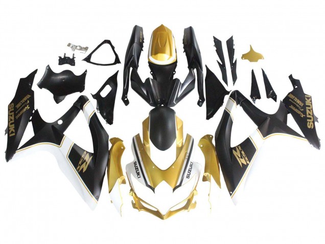 2008-2010 Suzuki GSXR 600 / GSXR 750 Motorcycle Fairings - Matte Black White Gold UK