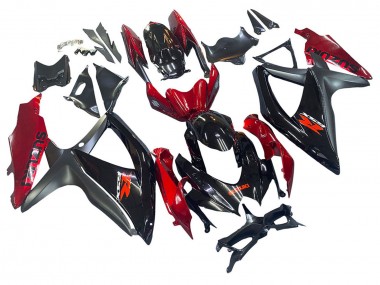 Best 2008-2010 Suzuki GSXR 600 / GSXR 750 Motorcycle Fairing - Red Glossy Black UK