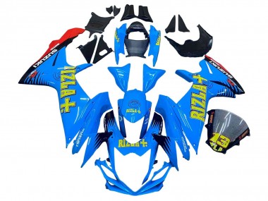 Best 2011-2024 Suzuki GSXR 600 / GSXR 750 Motorcycle Fairings - Blue Gold Red Black Rizla UK